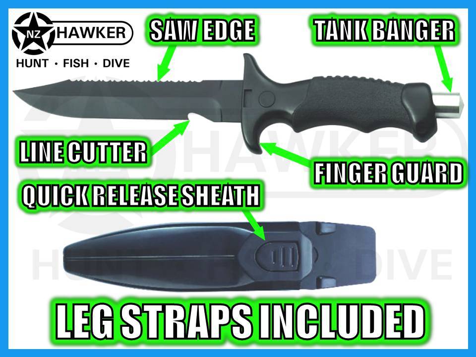 Hawker Supplies Ltd NZ - DIVE KNIFE WITH SHEATH & LEG STRAPS