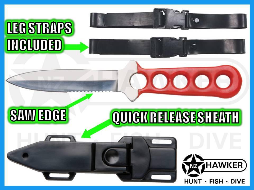 Dive Knife, Long Blade Knife Stainless Steel Scuba Knives with Leg Straps